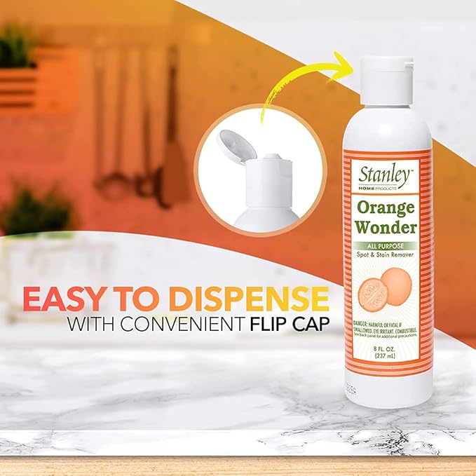 Stanley Home Products Orange Wonder All-Purpose Spot and Stain Remover - Eco-Friendly Oil & Grease Cleaning & Laundry Detergent For Baby & Kid's Clothing, Carpet, Furniture, Couch & Car Interior (Pack 6)