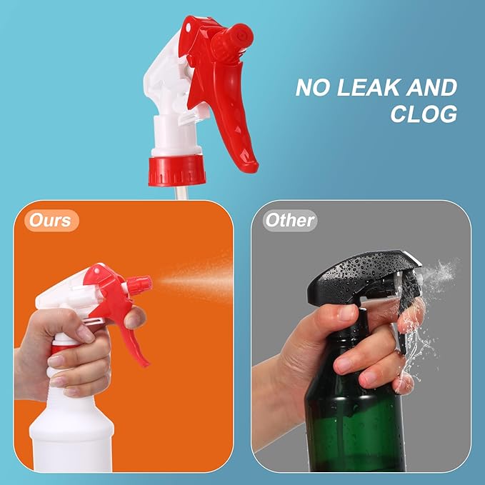10 Pack Spray Bottles 16 Oz Empty Water Spray Bottles for Cleaning Heavy Duty Refillable Squirt ‌container with Measurements Adjustable Nozzle for Household Commercial Industrial(Red)