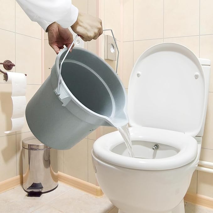 14 Quart Plastic Round Cleaning Pail, 3.5 Gallon Bucket with Built-in Spout and Handle, Gray, 4 Packs