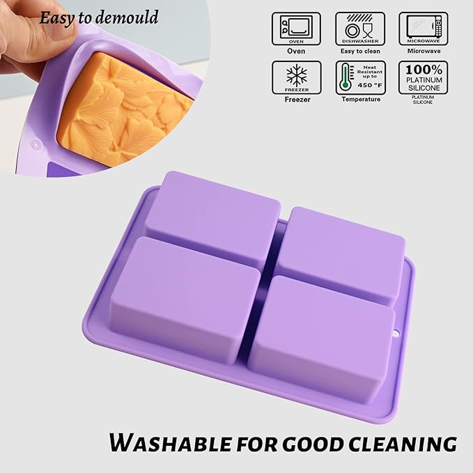 Moukiween Soap Molds Silicone, 3D Rectangular Flower Pattern Silicone Molds for Handmade Craft Soap, Bath Bombs, Chocolate Bars, DIY Candle, Polymer Clay Design