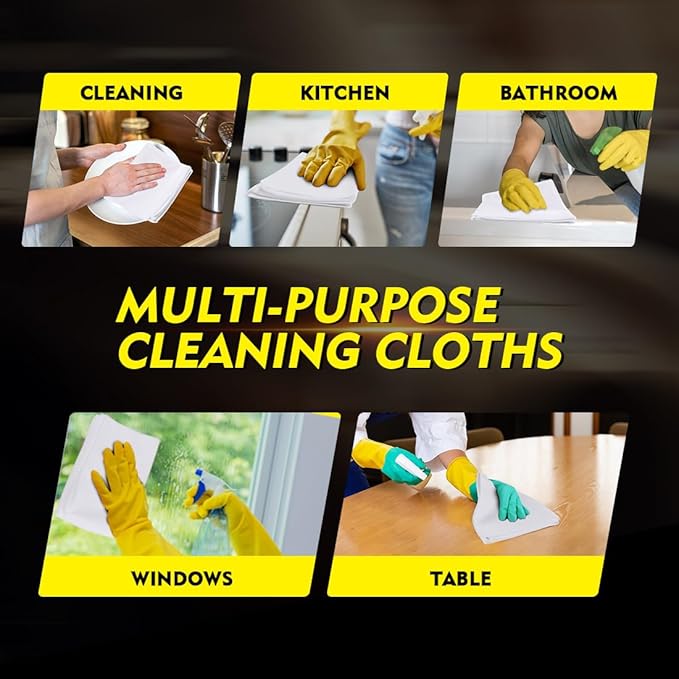 HOMEXCEL White Microfiber Cleaning Cloth 150 Pack, 12.5 x 12.5 inch Microfiber Towels for Car Washing Cleaning Rags for Car, Kitchen, and Window