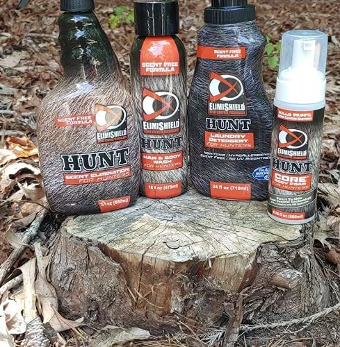 Bryson Industries Elimishield Starter Kit: Scent Control for Hunting (Laundry Detergent, Body Foam Sanitizer, Hair and Body Wash, and Spray),BELM0428