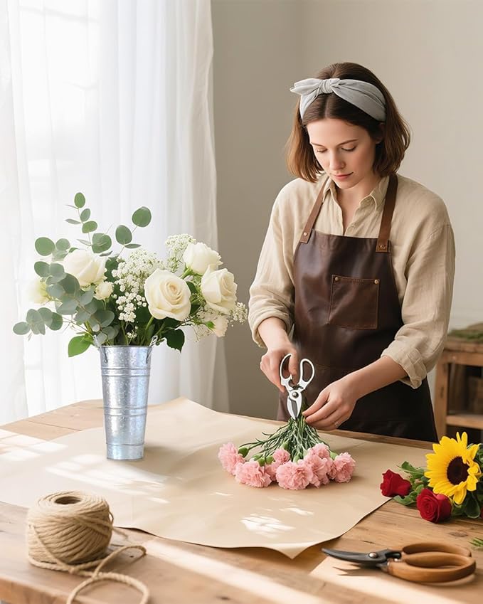 10 Inch Galvanized Flower Buckets - 8 PCS Galvanized Metal Vases for Flowers Tin Flower Holders for Home Decor Wedding Centerpieces Indoor Outdoor Use