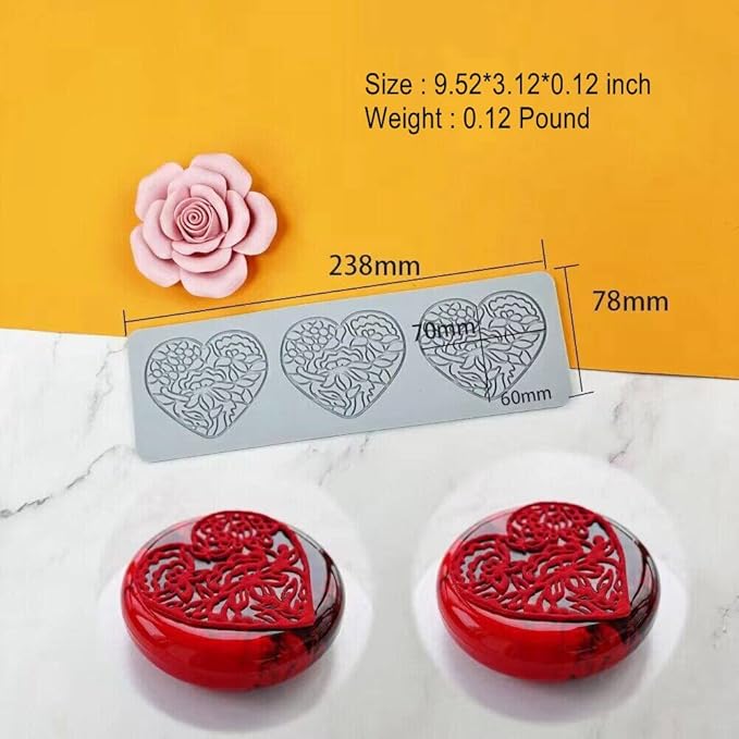 3D Hollow Leaf Fondant Lace Mold Multi Leaves Flower Candy Mold Chocolate Sugar Craft Cake Decoration Cupcake Top (F Love_9.52 * 3.12 * 0.12inch)