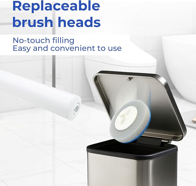 24 Pack Disposable Toilet Brush Refill Pads, for Use with BECORRECT Toilet Cleaning Kit System Only