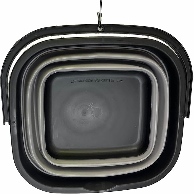 SAMMART 10L (2.6 Gallon) Collapsible Rectangular Handy Basket/Bucket (Black/Alloy Grey)
