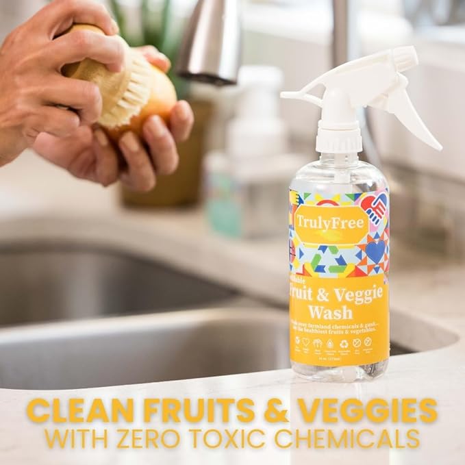 Truly Free Natural Fruit and Veggie Wash Kit - DIY Vegetable Washer & Fruit Cleanser - Pack of 3