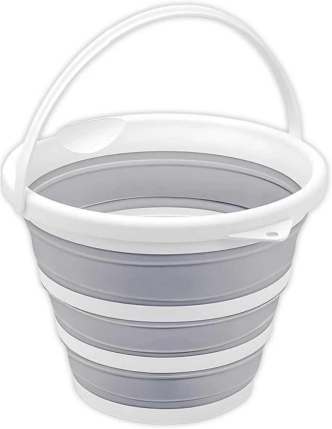 South Bend Components 2.6 Gallons Collapsible Bucket with Handle, Space Saving Design Portable Foldable Water Pail for Indoor/Outdoor, Mop, Boating, Camping, and Fishing (1-Pack)