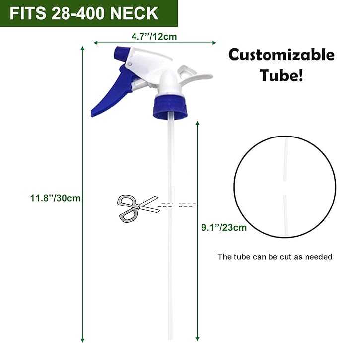 30 Pack Spray Bottle Nozzles, Heavy-Duty Stream Trigger Spray Nozzle Replacement Parts Adjustable Head Sprayer with Mist Stream Sprayer Fits 8oz /16oz Spray Bottles Round 28/400 Neck Bottles (Blue)
