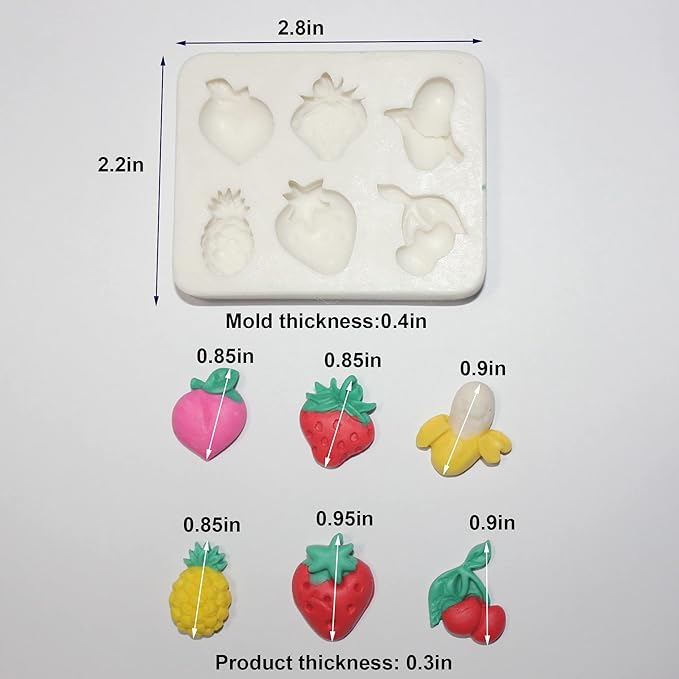 Lovely Small Items Silicone Fondant Molds Set For Cake Topper, Gumpaste, Candy & Chocolate, Polymer Clay and More (Vegetables & Fruits)