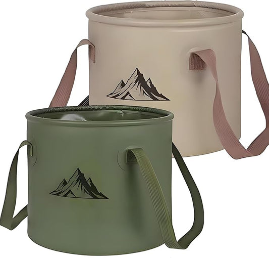 2Pcs Collapsible Bucket with Handle, 9 Gallon(20L+17L), Multifunctional Water Basin, Folding Tub, Portable Bin, Ultra Lightweight Outdoor Basin Bucket, Folding for Fishing, Camping, Hiking