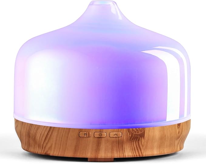 Porseme 500ml Glass Essential Oil Diffuser Aromatherapy Ultrasonic Cool Mist Humidifier 15-21 Running Hours Waterless Auto-Off Air Diffusers for Sleeping Yoga Office Working Spa and Rest (White Jade)