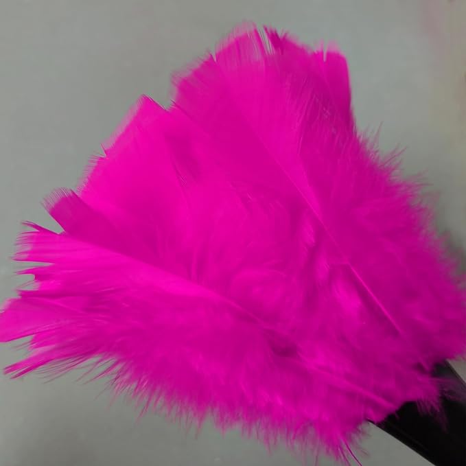 Turkey Feather Dusters for Cleaning Home Blinds Kitchen car Office, Eco-Friendly Reusable （2 pcs Rose red）