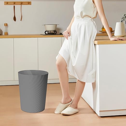 Small Trash Can - Plastic Waste basketbin for Office,Home,Bathroom,Kitchen - 1.8 Gallon - Grey