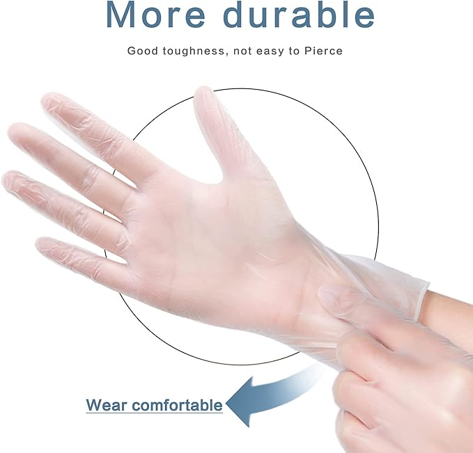 PEIPU Vinyl Disposable Gloves,Powder Free,Cleaning Service Gloves, Latex Free
