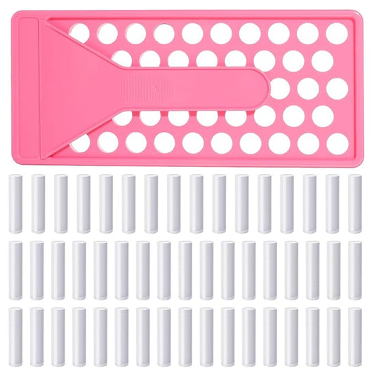 Lip Balm Crafting Kit, 50 Pieces Empty Lipsticks Filling Tubes Mold Handmade Set Pallet with Scraper, Lip Balm Tubes with Filling Tray and Spatula for Women Girl Cosmetics Makeup, Pink