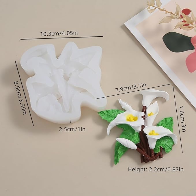 3D Flower Bouquet Candle Soap Silicone Molds Fondant Chocolate Candy Cake Decorating Mould Resin Clay Baking Pastry Tools (Calla Lily)