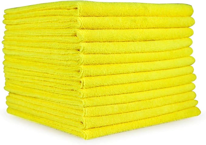 Arkwright Microfiber Cleaning Cloths - (Pack of 12) Large Lint & Streak-Free Drying Wash Towels, 300 GSM Super Absorbent & Quick Dry, Perfect Cleaner for Car, Glass, and Window, 16 x 16 in, Yellow