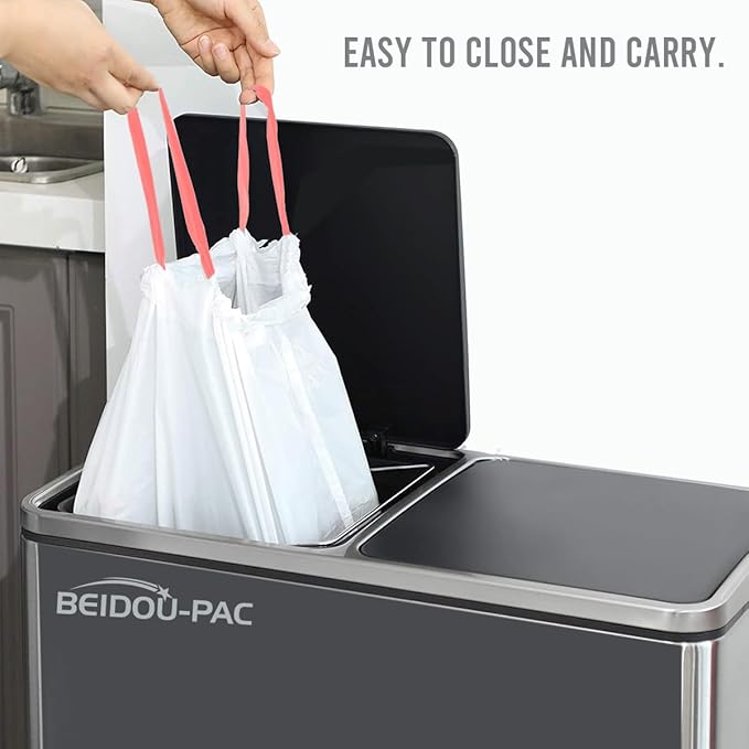 13 Gallon Trash Bags Drawstring, 200 Count, White & Unscented Garbage Bags, Multi-purpose Tall Kitchen Trash Bags Can Liners for Business Home Commercial and Industrial