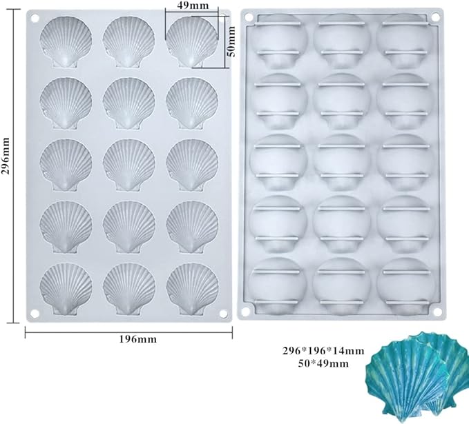 mostsom Silicone Sea Shell Mold Baking Mould Ice Cube Tray Shell Shape Silicone Mold for Chocolate, Soap, Candle, Fondant Birthday Cake Decoration and Jelly (Sea Shell J)