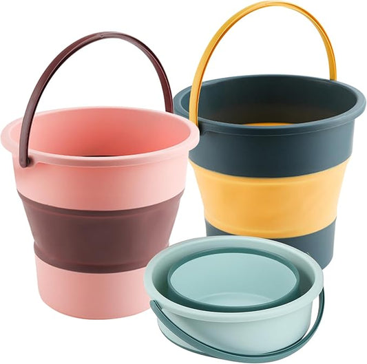 Collapsible Bucket 3PCS 1.3 Gallon/5L Small Plastic Household Cleaning Mop Buckets Foldable Water Bucket for Car Wash Fishing Camping Beach (3PCS)