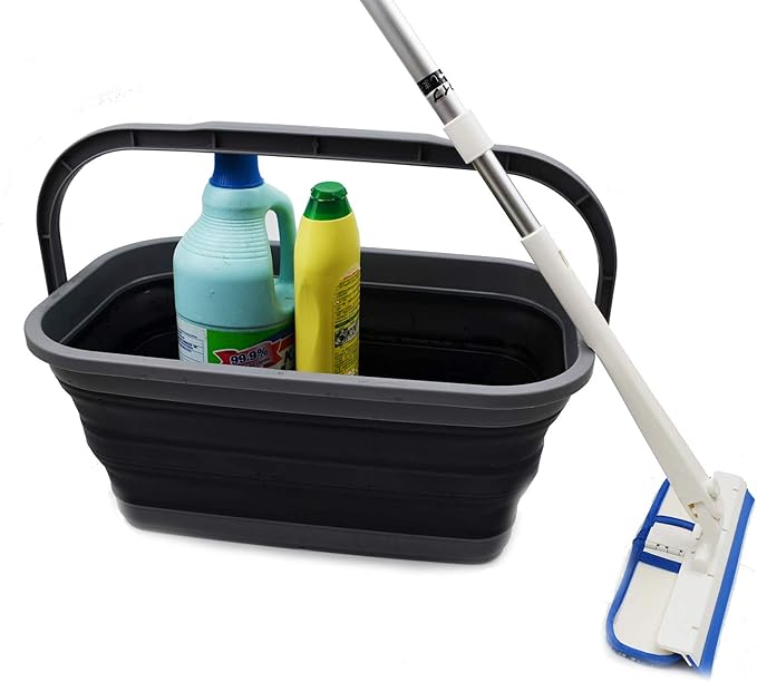 SAMMART 11.6L (3.06 Gallon) Collapsible Rectangular Handy Bucket (Grey/Black, 1)