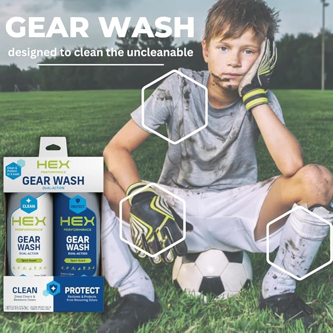 HEX Performance Sport Scent Dual Action Gear Wash, 16oz - Designed for Lacrosse Pads, Hockey Gear, Football Pads, Boxing Gloves, Compression Apparel, Outerwear, Wetsuits, Braces