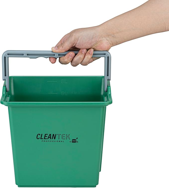 Restaurantware-Clean Tek Professional 6 Quart Cleaning Bucket, 1 Utility Pail with Handle - Heavy-Duty, Portable, Green Plastic Washing Pail, Perfect for Household, Outdoor, Car Wash and More