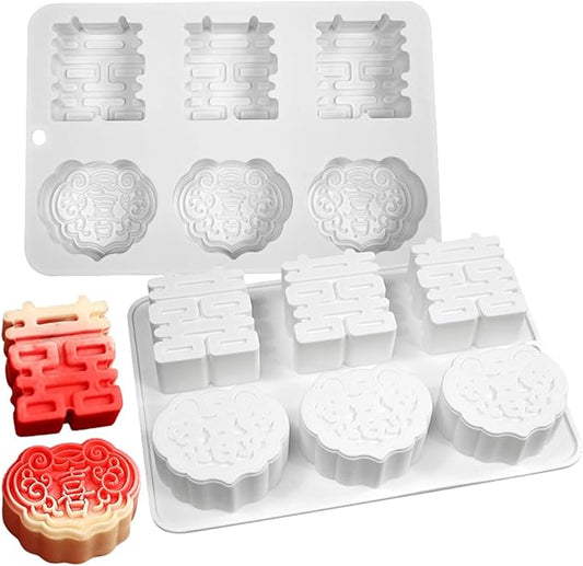 TUKE Double Happiness Candy Molds Silicone Mold Gummy Molds, Silicone Chocolate Molds for Jelly, Candy, Chocolate,Ice Cube,Biscuits (Double Blessing F)