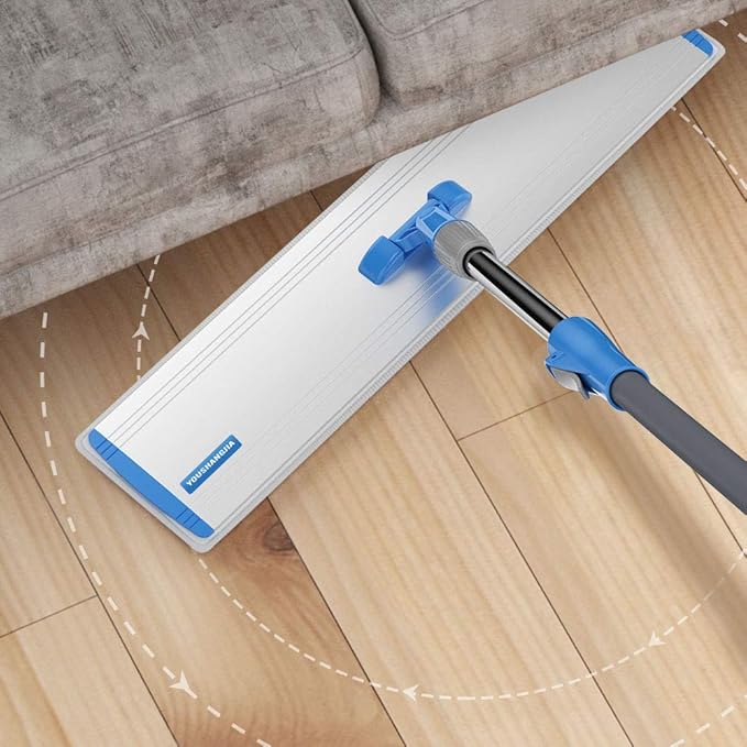 Microfiber Wet Mops 24 in Heavy Duty Flat Floor Mop Adjustable Handle with 4 Washable Mop Clothes