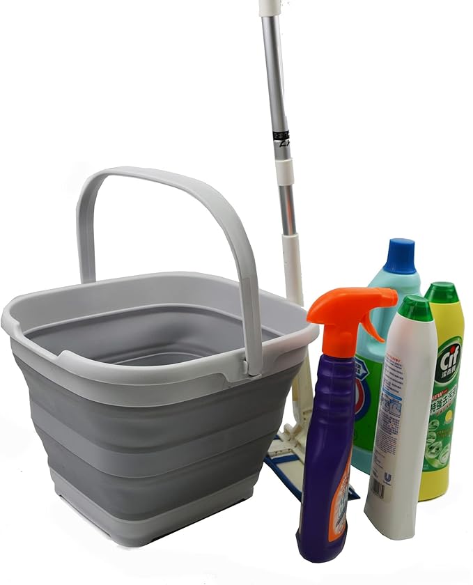 SAMMART 10L (2.6 Gallon) Collapsible Rectangular Handy Bucket (Grey, 1)