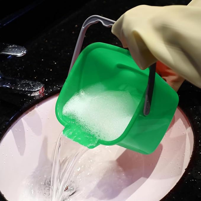 Yaomiao 4 Pcs Cleaning Bucket 3 Quart Small Sanitizing Square Bucket Detergent Pail with Measurements Spout and Handle for Home Commercial Use Restaurant Kitchen Office (Red,Yellow,Blue,Green)