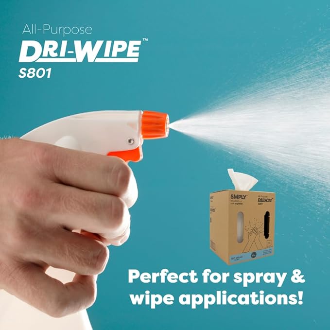 Dri-Wipe S801 by SMPLY Brands – 160 Count Heavy-Duty Wipes, 10" x 15" – Strong Alternative to Paper Towels, Shop Towels, Rags, Microfiber Cleaning Cloths, and Magic Cleaning Cloths