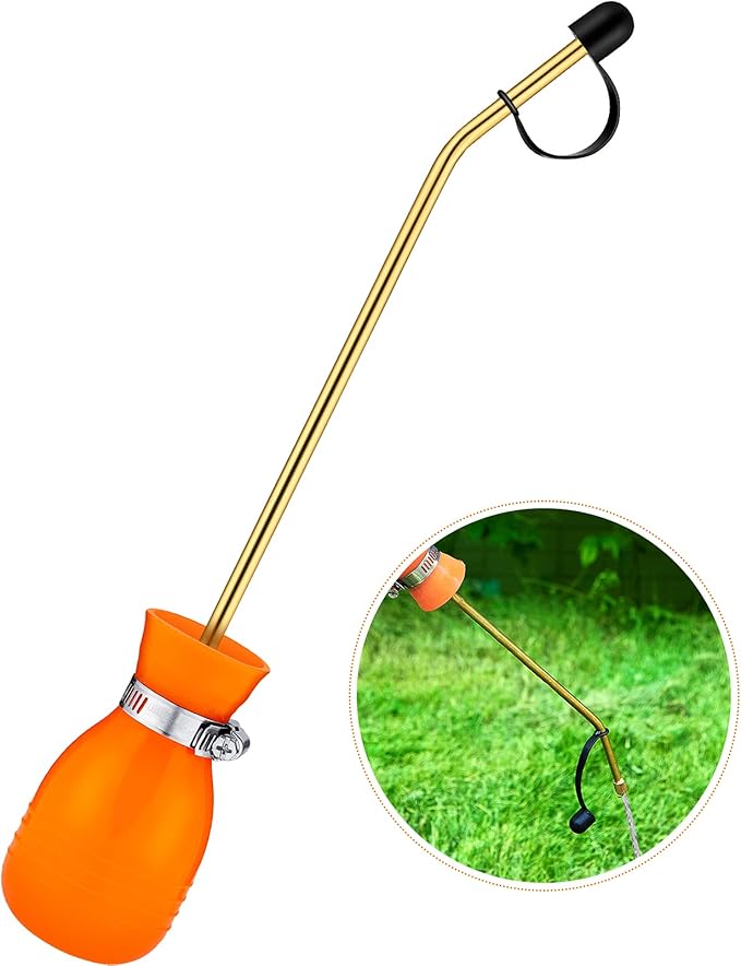 Boao Diatomaceous Earth Powder Duster Bulb Duster Sprayer 3.5 oz with Long Copper Garden Powder Applicator Dispenser for Organic Gardening Agricultural Supplies(Orange)