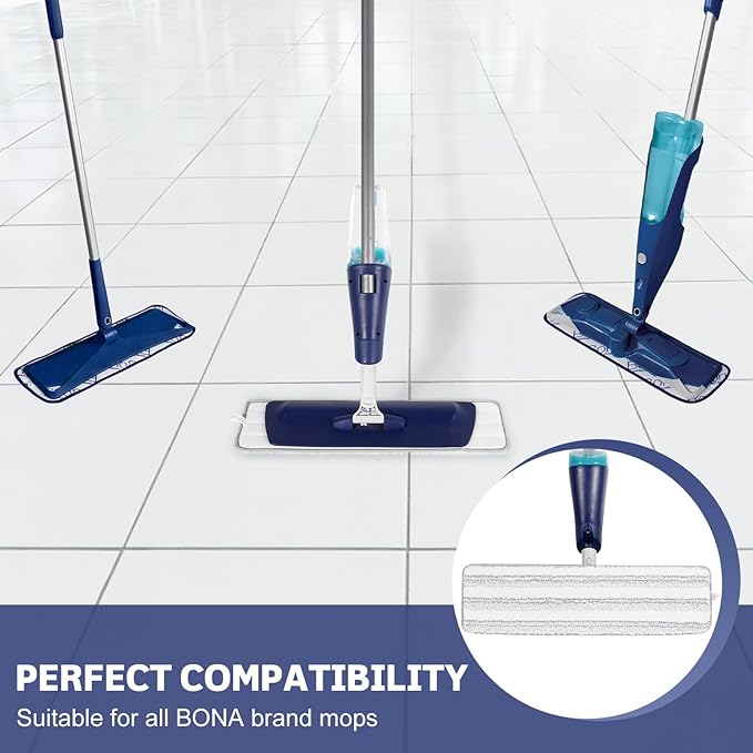 3 Pack Microfiber Cleaning Pads for Bona Mop, Reusable Microfiber Mop Pads for 18 Inch Mop, Hardwood Floor Replacement Cleaning Mop Pads, Machine Washes