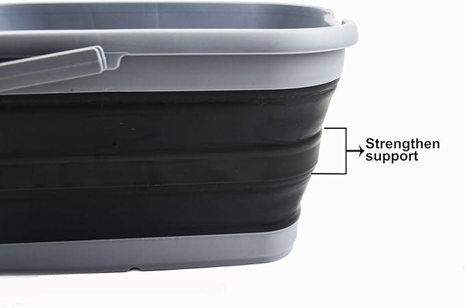 SAMMART 12L (3.17 Gallon) Collapsible Rectangular Handy Bucket (1, Grey/Black)