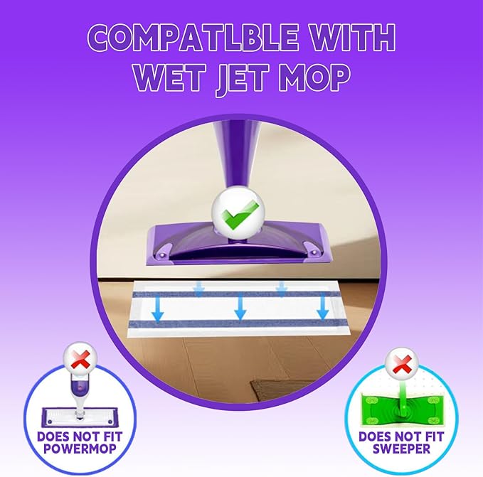 60 Pack Disposable Spray Mop Pad Refills for Wetjet, Unscented Cleaning Repalcement Mopping Pads, Compatible with Wet Jet, Multi-Layer Floor Mop Pads for Multi Surface Floor