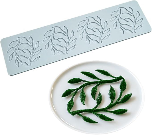 TUKE Food Molds Silicone Shapes Leaf Silicone Chocolate Molds Candy Baking 3D Silicone Molds Fondant Clay Silicone Food Molds for Cake Decorating, Resin, Soap, Sugar Craft (Leaf_10.64x2.88x0.12inch)
