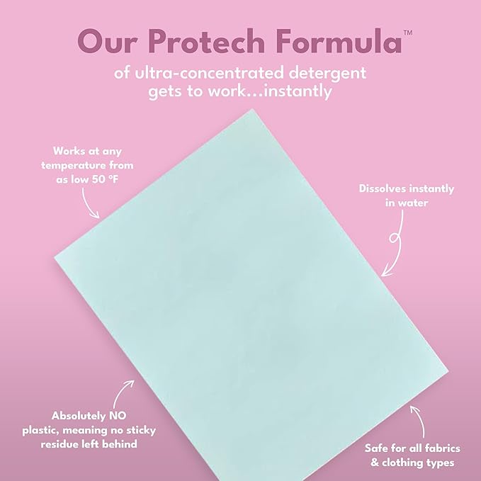 ZERO TRACE Baby Friendly Laundry Detergent Sheets, 72 Loads - Eco Friendly, All Natural, Hypoallergenic, Biodegradable - Sheet Laundry Soap for Sensitive Skin