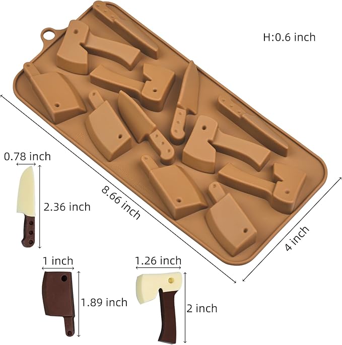 Halloween Chocolate Molds Knife Silicone Candy Molds 3pcs for Resin, Soap, Ice, Fondant, Cupcake Decoration