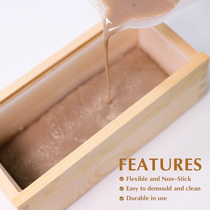 Small Rectangle Silicone Soap Mold with Wooden Box DIY Handmade Loaf Mould