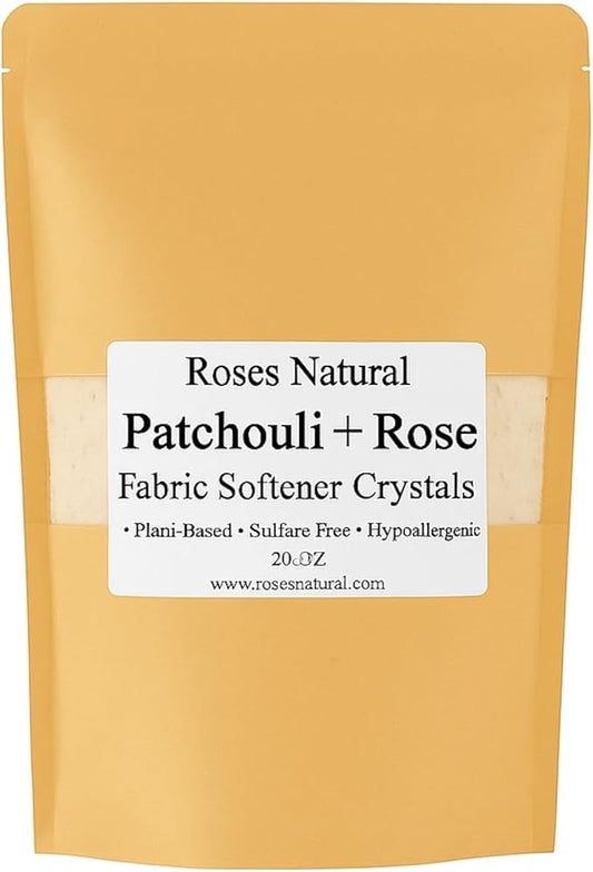 Fabric Softener Crystals, 20 oz, Plant-Based, Hypoallergenic Scent Beads, Softens & Freshens Laundry, Available in Peppermint, Lavender, Patchouli, Leather, Made in the USA (Patchouli Rose)