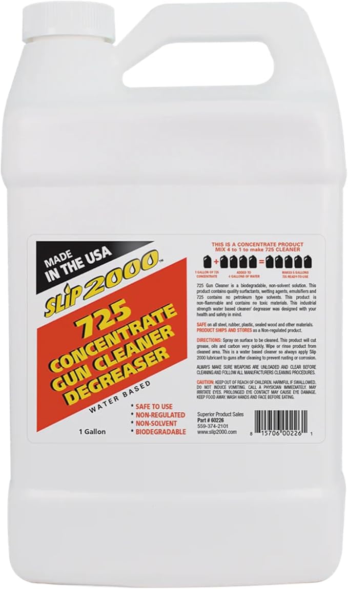 SLIP 2000 725 Concentrate Gun Cleaner Degreaser - Removes Deposits of Carbon, Grease, Grime and more. (1 gal)