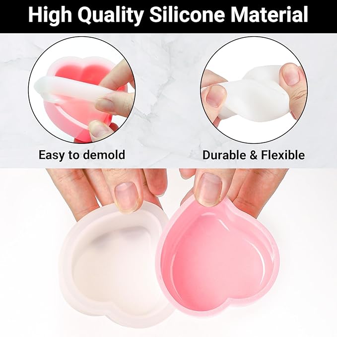 Gartful 3 Pieces Dish Resin Molds, Silicone Jewelry Tray Molds, Storage Container Epoxy Resin Casting Molds for Jewelry Ring Holders, Soap Dish, Candle Holder, 3 Styles(Round & Heart & Octagon)