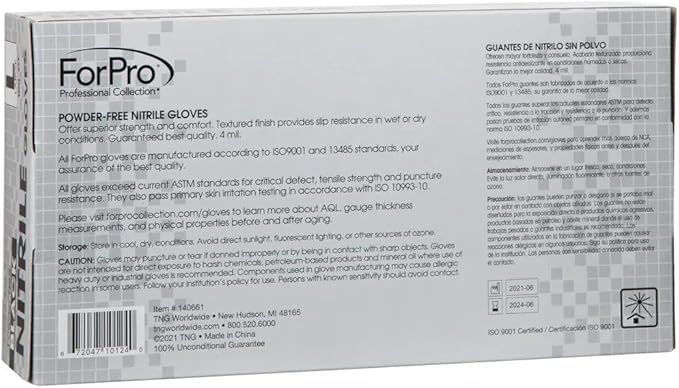 ForPro Professional Collection Disposable Nitrile Gloves, Chemical Resistant, Powder-Free, Latex-Free, Non-Sterile, Food Safe, 4 Mil, Black, Large, 1000-Count