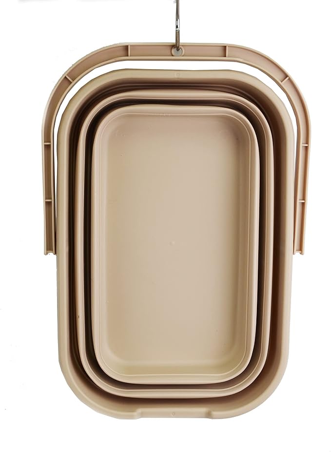 SAMMART 12L (3.1 Gallon) Collapsible Rectangular Handy Bucket (1, Apricot)