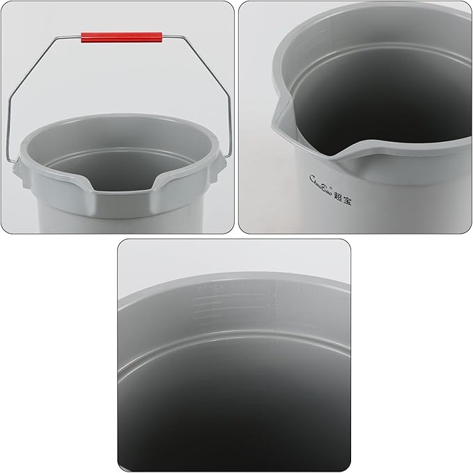 Kiddream 6 Pack 3.5 Gallon Utility Bucket with Handle, Cleaning Bucket with Pour Spout, Grey