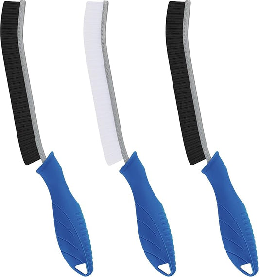 Hard Bristle Crevice Cleaning Brush - Cleaning Supplies - Grout Cleaning Brushes for Household Use - Crevice Cleaning Tool for Bathroom, Home and Kitchen (3, Blue)