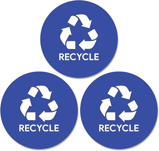 Sutter Signs 3pk Recycle Stickers for Trash Bins | 4" Weatherproof Waste Management Label Sign Decals for Garbage Cans, Outside Waste, and Recycling Bins