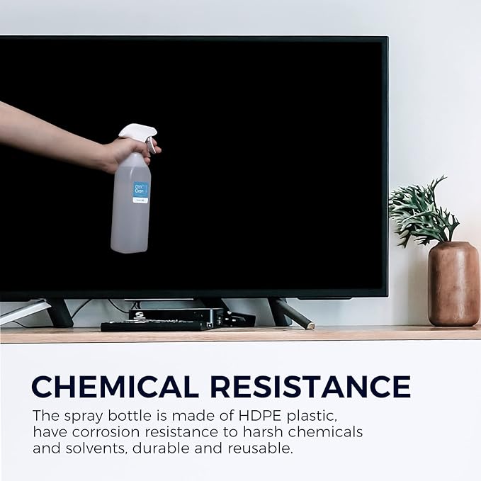 CLICK CLEAN Plastic Spray Bottles, 10 Free Labels Included, Pack of 2 Empty 18.6 oz Spray Bottles with Adjustable Nozzle and Sizes for Cleaning Solutions, Plant Watering, Pet Training and More